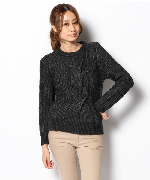 IENA（イエナ）の「STARK 畦ニットプルオーバー。（ニット/セーター・レディース・チャコールグレー/アイボリー/オレンジ・FREE）」の2枚目の写真