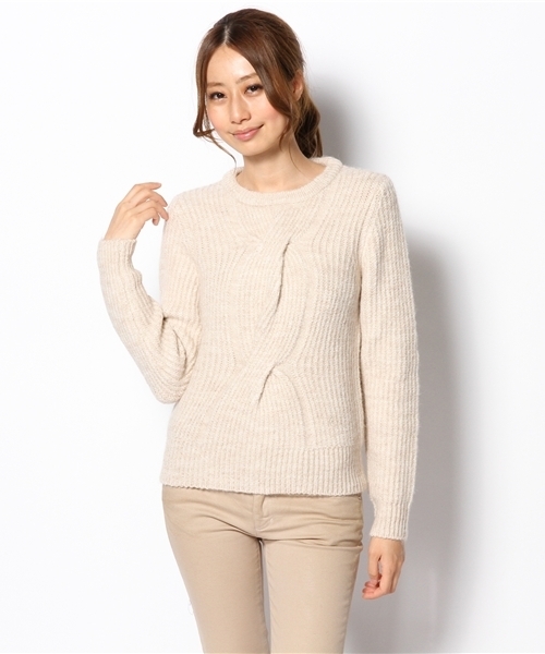 IENA（イエナ）の「STARK 畦ニットプルオーバー。（ニット/セーター・レディース・チャコールグレー/アイボリー/オレンジ・FREE）」の4枚目の写真