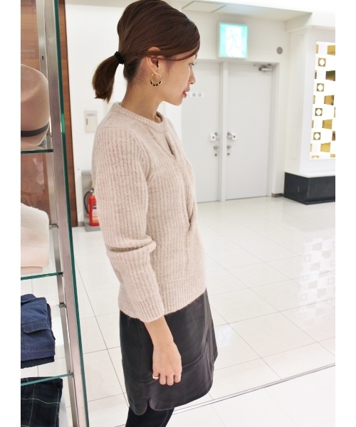 IENA（イエナ）の「STARK 畦ニットプルオーバー。（ニット/セーター・レディース・チャコールグレー/アイボリー/オレンジ・FREE）」の6枚目の写真