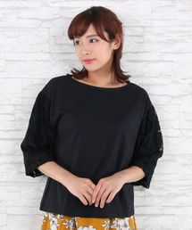 袖レースドッキングカットソ【大きいサイズ対応】【9号(M)】