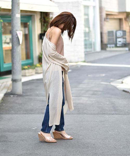 TRUNC(トランクエイティーエイト)の「Linen High gauge Cardigan(カーディガン/ボレロ・レディース・ブラック/アイボリー/キャメル・FREE)」の16枚目の写真