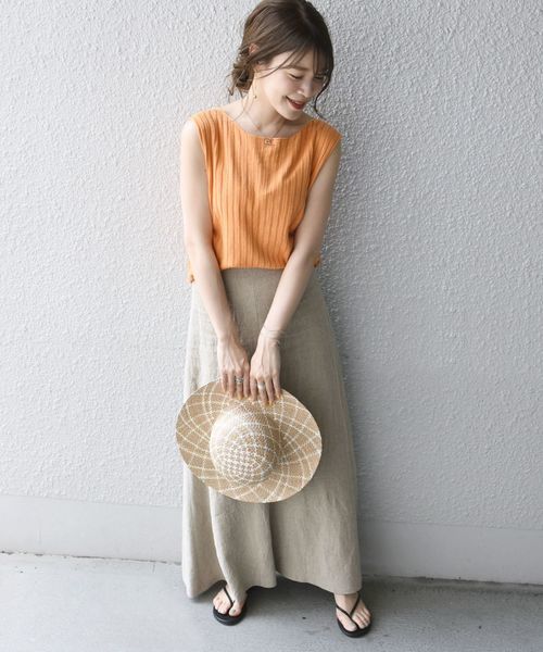 SHIPS（シップス）の「リネンVネックボタンベスト（ベスト・レディース・ブラック/オリーブ/オレンジ・ONE SIZE）」の19枚目の写真