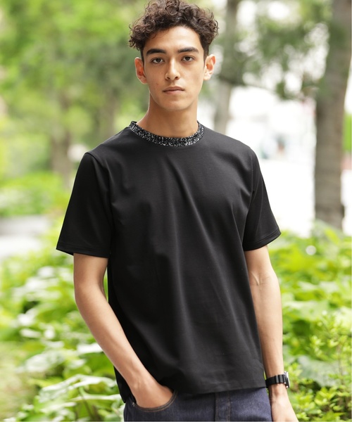 EDIFICE（エディフィス）の「コットン/リヨセル ポンチ クルーネック TEE（Tシャツ/カットソー・メンズ・ブラック/ホワイト/ネイビー/ブラウン・LARGE/MEDIUM/SMALL）」の3枚目の写真