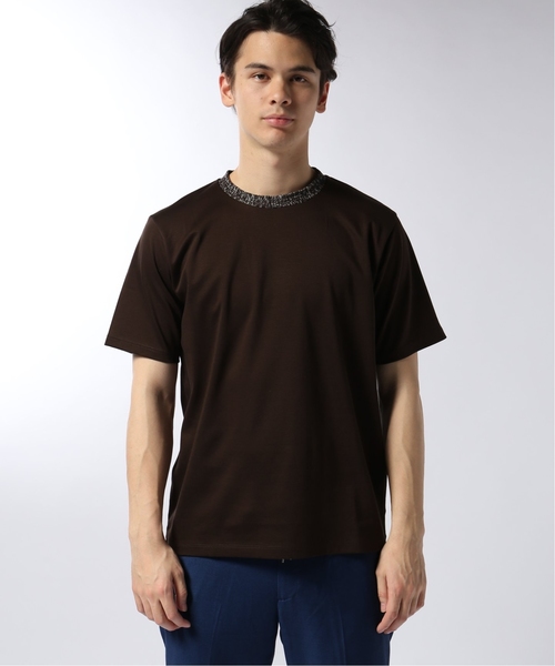 EDIFICE（エディフィス）の「コットン/リヨセル ポンチ クルーネック TEE（Tシャツ/カットソー・メンズ・ブラック/ホワイト/ネイビー/ブラウン・LARGE/MEDIUM/SMALL）」の6枚目の写真