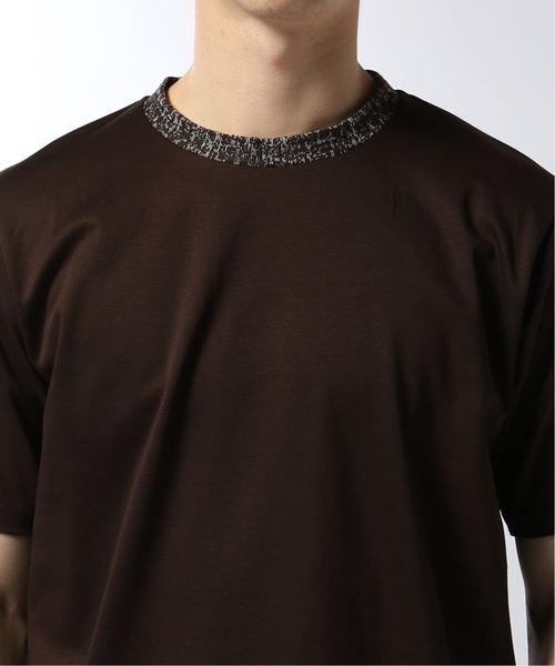 EDIFICE（エディフィス）の「コットン/リヨセル ポンチ クルーネック TEE（Tシャツ/カットソー・メンズ・ブラック/ホワイト/ネイビー/ブラウン・LARGE/MEDIUM/SMALL）」の9枚目の写真