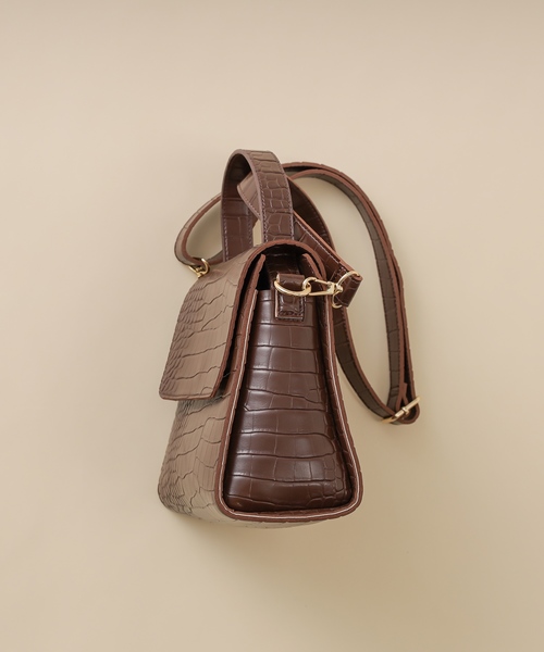 natural couture（ナチュラルクチュール）の「クロコ2WAYレトロショルダーバッグ（ショルダーバッグ・レディース・ブラック/ベージュ/ブラウン・FREE）」の8枚目の写真