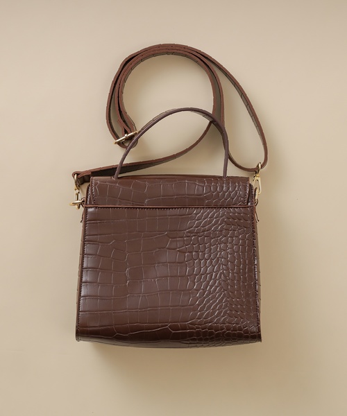 natural couture（ナチュラルクチュール）の「クロコ2WAYレトロショルダーバッグ（ショルダーバッグ・レディース・ブラック/ベージュ/ブラウン・FREE）」の14枚目の写真