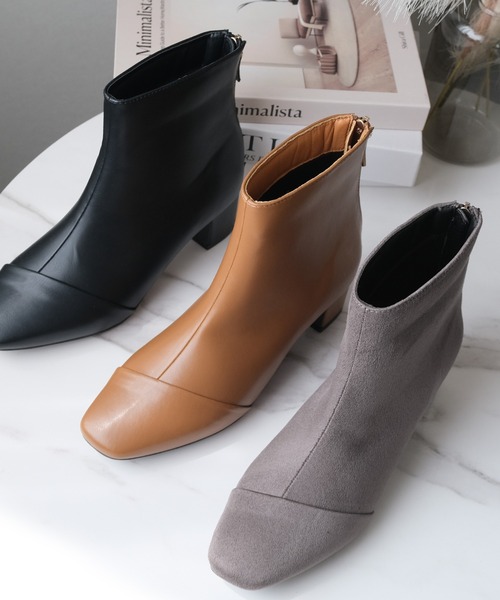 AmiAmi（アミアミ）の「【2025AW再販！】スクエアトゥバックファスナーショートブーツ（ブーツ・レディース・ブラック系その他/ブラック/ブラウン/グレー/キャメル/ベージュ・L/LL/M/S）」の7枚目の写真