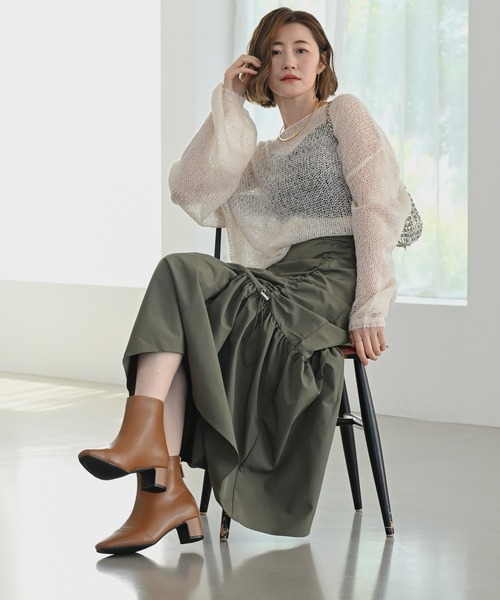 AmiAmi（アミアミ）の「【2025AW再販！】スクエアトゥバックファスナーショートブーツ（ブーツ・レディース・ブラック系その他/ブラック/ブラウン/グレー/キャメル/ベージュ・L/LL/M/S）」の13枚目の写真