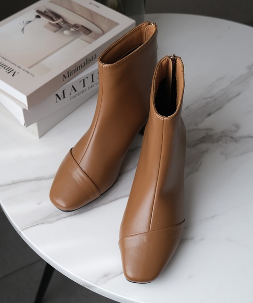 AmiAmi（アミアミ）の「【2025AW再販！】スクエアトゥバックファスナーショートブーツ（ブーツ・レディース・ブラック系その他/ブラック/ブラウン/グレー/キャメル/ベージュ・L/LL/M/S）」の12枚目の写真