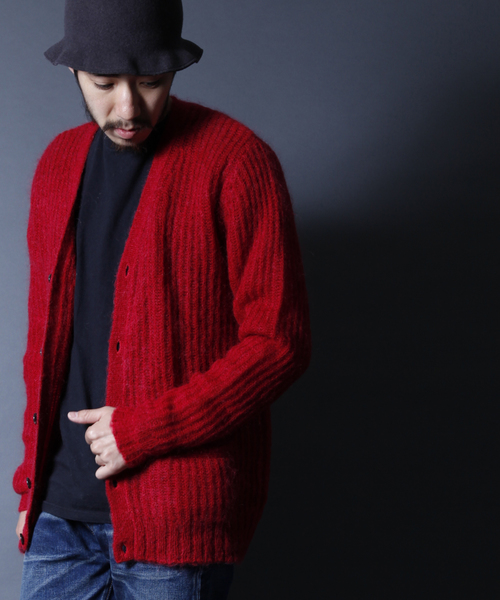 AMERICAN RAG CIE（アメリカンラグシー）の「AMERICAN RAG CIE モヘアウールシルクカーディガン 109-AWA-M142-KN006（ニット/セーター・メンズ・オフホワイト/ネイビー/イエロー/レッド・2/1）」の4枚目の写真