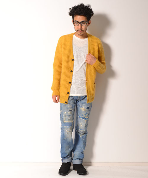 AMERICAN RAG CIE（アメリカンラグシー）の「AMERICAN RAG CIE モヘアウールシルクカーディガン 109-AWA-M142-KN006（ニット/セーター・メンズ・オフホワイト/ネイビー/イエロー/レッド・2/1）」の17枚目の写真