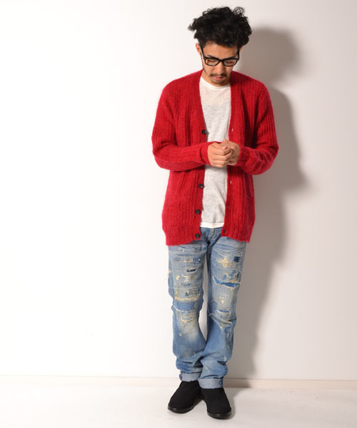 AMERICAN RAG CIE（アメリカンラグシー）の「AMERICAN RAG CIE モヘアウールシルクカーディガン 109-AWA-M142-KN006（ニット/セーター・メンズ・オフホワイト/ネイビー/イエロー/レッド・2/1）」の18枚目の写真