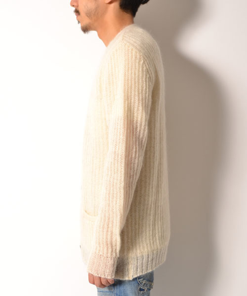 AMERICAN RAG CIE（アメリカンラグシー）の「AMERICAN RAG CIE モヘアウールシルクカーディガン 109-AWA-M142-KN006（ニット/セーター・メンズ・オフホワイト/ネイビー/イエロー/レッド・2/1）」の9枚目の写真