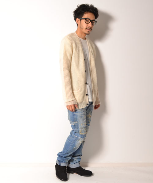 AMERICAN RAG CIE（アメリカンラグシー）の「AMERICAN RAG CIE モヘアウールシルクカーディガン 109-AWA-M142-KN006（ニット/セーター・メンズ・オフホワイト/ネイビー/イエロー/レッド・2/1）」の8枚目の写真