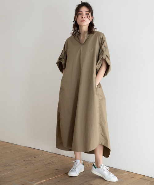 Munich(ミューニック)の「ビンテージコットンツイル シャーリングシャツワンピース(シャツワンピース・レディース・ベージュ/カーキ/ブラック・FREE)」の3枚目の写真