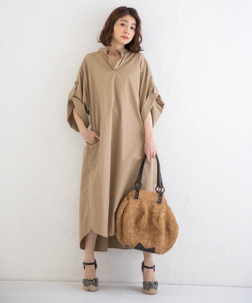 Munich(ミューニック)の「ビンテージコットンツイル シャーリングシャツワンピース(シャツワンピース・レディース・ベージュ/カーキ/ブラック・FREE)」の13枚目の写真