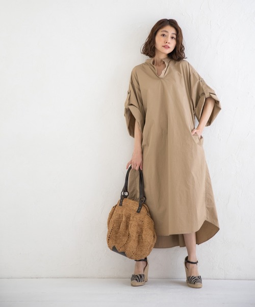 Munich(ミューニック)の「ビンテージコットンツイル シャーリングシャツワンピース(シャツワンピース・レディース・ベージュ/カーキ/ブラック・FREE)」の14枚目の写真
