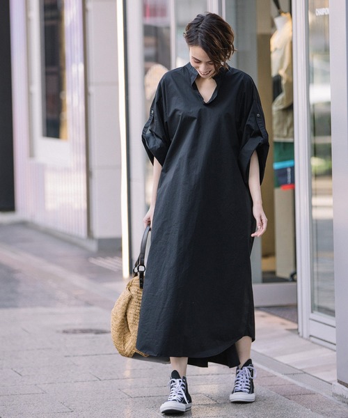 Munich(ミューニック)の「ビンテージコットンツイル シャーリングシャツワンピース(シャツワンピース・レディース・ベージュ/カーキ/ブラック・FREE)」の6枚目の写真