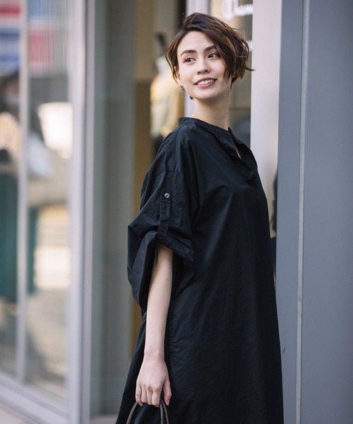 Munich(ミューニック)の「ビンテージコットンツイル シャーリングシャツワンピース(シャツワンピース・レディース・ベージュ/カーキ/ブラック・FREE)」の4枚目の写真