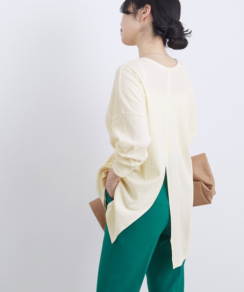 ADAM ET ROPE'(アダムエロペ)の「ベルト付きテレコプルオーバー(Tシャツ/カットソー・レディース・オフホワイト/パープル系その他・FREE)」の1枚目の写真