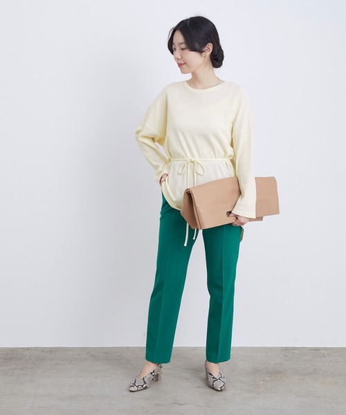 ADAM ET ROPE'(アダムエロペ)の「ベルト付きテレコプルオーバー(Tシャツ/カットソー・レディース・オフホワイト/パープル系その他・FREE)」の3枚目の写真