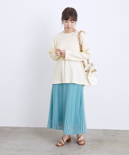 ADAM ET ROPE'(アダムエロペ)の「ベルト付きテレコプルオーバー(Tシャツ/カットソー・レディース・オフホワイト/パープル系その他・FREE)」の5枚目の写真