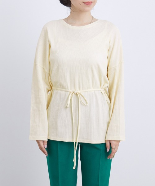 ADAM ET ROPE'(アダムエロペ)の「ベルト付きテレコプルオーバー(Tシャツ/カットソー・レディース・オフホワイト/パープル系その他・FREE)」の8枚目の写真