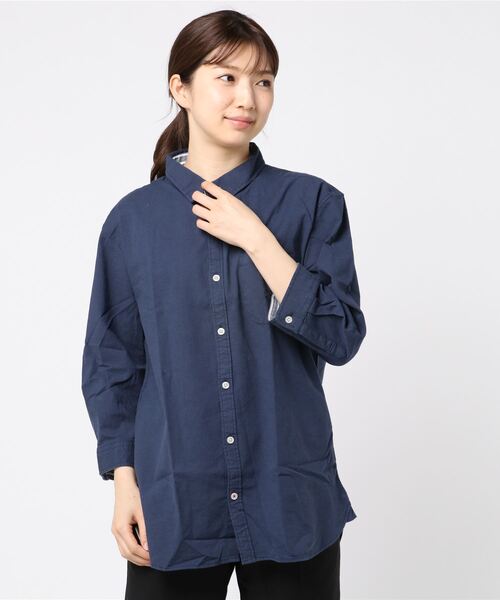 THISIS（ディスイズ）の「ビッグシルエット 綿麻ストレッチ シャツ レディース（シャツ/ブラウス・レディース・ネイビー/ホワイト/モカ/カーキ/ブラック・MEDIUM/LARGE/X-LARGE）」の5枚目の写真