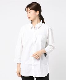 ビッグシルエット 綿麻ストレッチ シャツ レディース