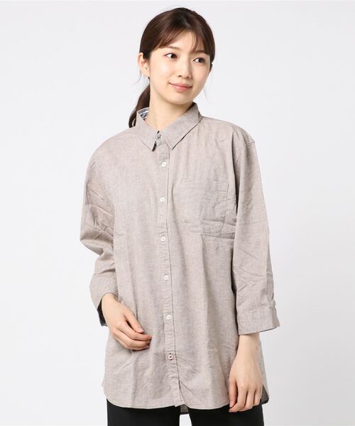 THISIS（ディスイズ）の「ビッグシルエット 綿麻ストレッチ シャツ レディース（シャツ/ブラウス・レディース・ネイビー/ホワイト/モカ/カーキ/ブラック・MEDIUM/LARGE/X-LARGE）」の3枚目の写真