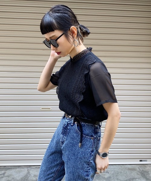 PAGEBOY（ページボーイ）の「レースハイネックSS（シャツ/ブラウス・レディース・ホワイト/ブラック/アイボリー・FREE）」の9枚目の写真