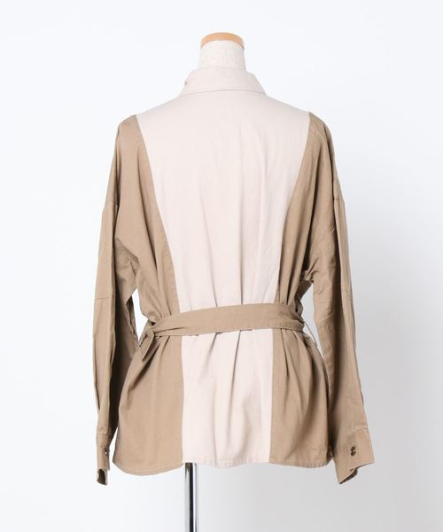 Culture Medium（カルチャーミディアム）の「ツイル配色ミリタリーシャツ（シャツ/ブラウス・レディース・ベージュ/グレー/カーキ/ライトベージュ・FREE）」の5枚目の写真