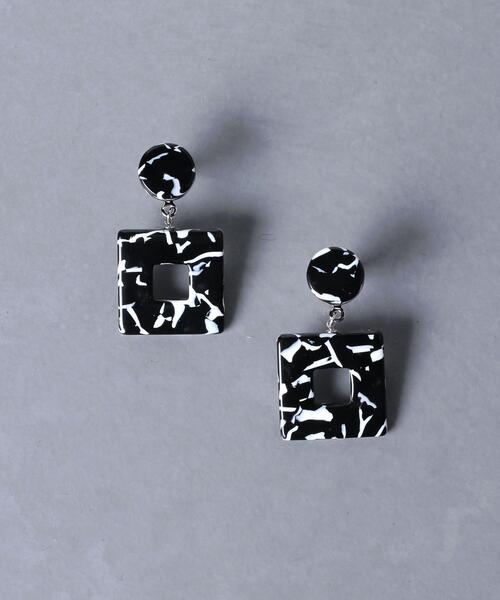 UNITED ARROWS（ユナイテッドアローズ）の「UWCB サークル スクエア ピアス（ピアス（両耳用）・レディース・ブラック/ターコイズブルー/ホワイト・FREE）」の3枚目の写真