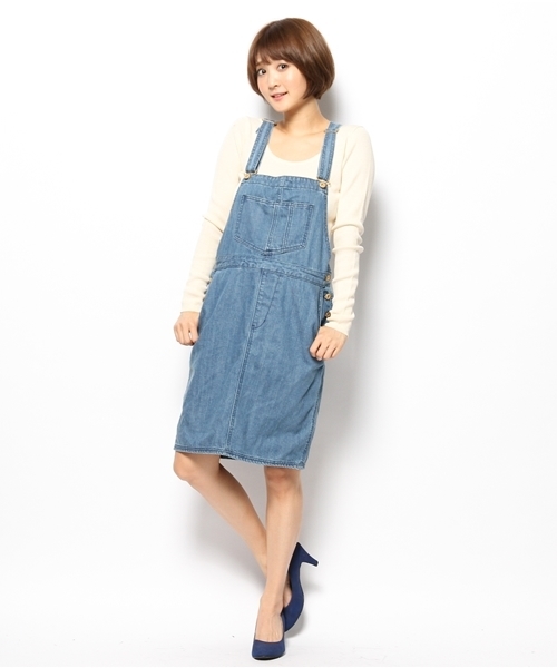 CIAOPANIC TYPY（チャオパニックティピー）の「デニムサロペットスカート（デニムスカート・レディース・ネイビー/ブルー・MEDIUM/SMALL）」の7枚目の写真