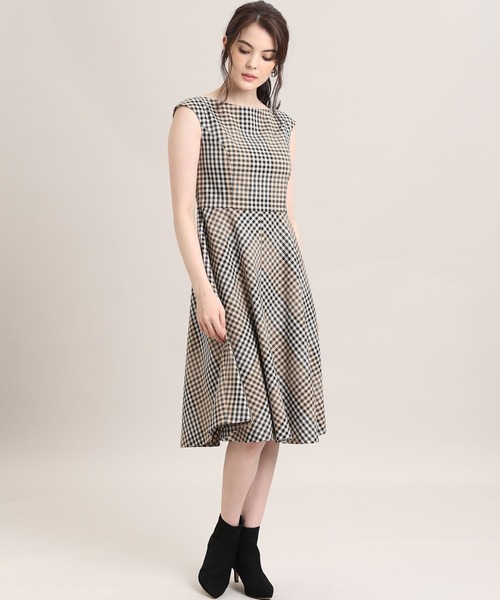 高級素材使用ブランド Ef De マーリエパーエフデ のファッション Par Maglie セール ワンピース ドレス Maglie Ef De チェックフレアワンピース ワンピース Maglie Par Par ワンピース