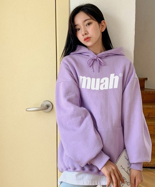 muahmuah(ムーアムーア)の「『muah muah/ムーアムーア』BALANCE MUAH LOGO HOODIE/バランス MUAH ロゴ フーディー/プルオーバーパーカー(パーカー・レディース・アイボリー/グレー/ブルー/ブラック/インディゴブルー/パープル/ベージュ・FREE)」の20枚目の写真
