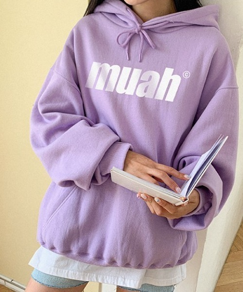 muahmuah(ムーアムーア)の「『muah muah/ムーアムーア』BALANCE MUAH LOGO HOODIE/バランス MUAH ロゴ フーディー/プルオーバーパーカー(パーカー・レディース・アイボリー/グレー/ブルー/ブラック/インディゴブルー/パープル/ベージュ・FREE)」の21枚目の写真