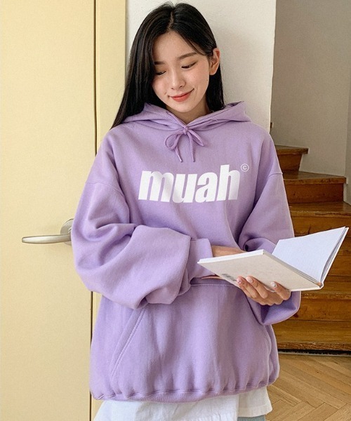 muahmuah(ムーアムーア)の「『muah muah/ムーアムーア』BALANCE MUAH LOGO HOODIE/バランス MUAH ロゴ フーディー/プルオーバーパーカー(パーカー・レディース・アイボリー/グレー/ブルー/ブラック/インディゴブルー/パープル/ベージュ・FREE)」の22枚目の写真