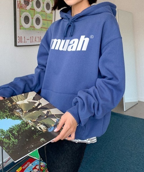muahmuah(ムーアムーア)の「『muah muah/ムーアムーア』BALANCE MUAH LOGO HOODIE/バランス MUAH ロゴ フーディー/プルオーバーパーカー(パーカー・レディース・アイボリー/グレー/ブルー/ブラック/インディゴブルー/パープル/ベージュ・FREE)」の18枚目の写真
