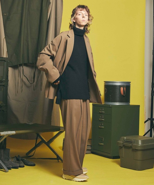 MAISON SPECIAL（メゾンスペシャル）の「《ユニセックスアイテム》フルフラン/LANATEC/ラナテック ストレッチダブルワイドスラックス 【MAISON SPECIAL/メゾンスペシャル】■セットアップ対応■（スラックス・メンズ・ブラック/ベージュ/カーキ/モスグリーン/ブラウン・1/0/2）」の16枚目の写真