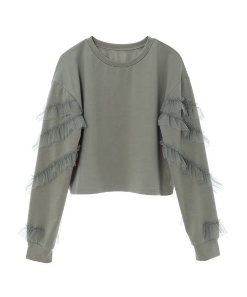 fifth calin（フィフスカラン）の「チュールフリルプルオーバー（Tシャツ/カットソー・レディース・ブラック/ベージュ/カーキ・MEDIUM）」の4枚目の写真