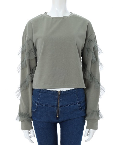 fifth calin（フィフスカラン）の「チュールフリルプルオーバー（Tシャツ/カットソー・レディース・ブラック/ベージュ/カーキ・MEDIUM）」の5枚目の写真