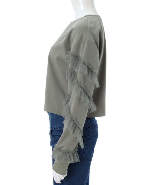 fifth calin（フィフスカラン）の「チュールフリルプルオーバー（Tシャツ/カットソー・レディース・ブラック/ベージュ/カーキ・MEDIUM）」の6枚目の写真