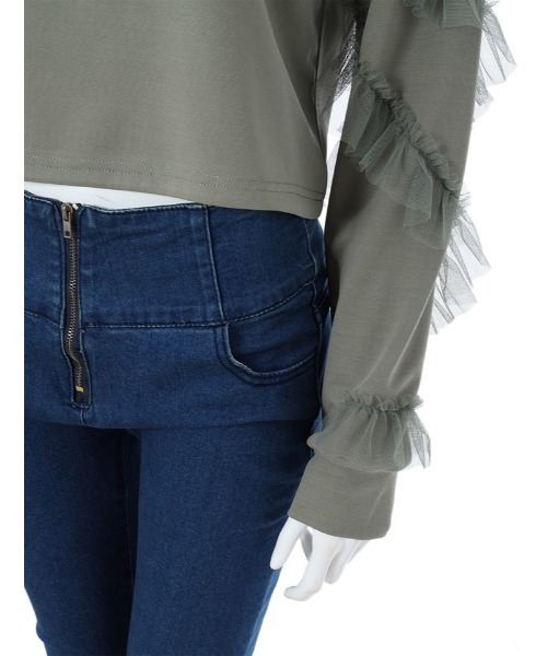 fifth calin（フィフスカラン）の「チュールフリルプルオーバー（Tシャツ/カットソー・レディース・ブラック/ベージュ/カーキ・MEDIUM）」の9枚目の写真