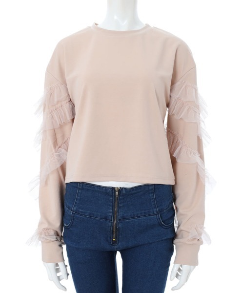 fifth calin（フィフスカラン）の「チュールフリルプルオーバー（Tシャツ/カットソー・レディース・ブラック/ベージュ/カーキ・MEDIUM）」の12枚目の写真