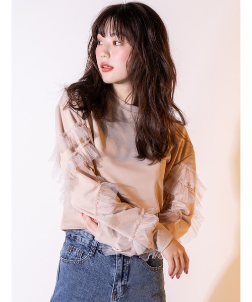 fifth calin（フィフスカラン）の「チュールフリルプルオーバー（Tシャツ/カットソー・レディース・ブラック/ベージュ/カーキ・MEDIUM）」の16枚目の写真