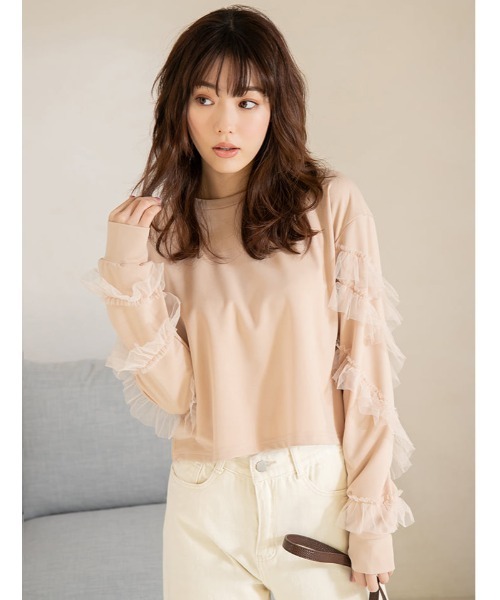 fifth calin（フィフスカラン）の「チュールフリルプルオーバー（Tシャツ/カットソー・レディース・ブラック/ベージュ/カーキ・MEDIUM）」の17枚目の写真