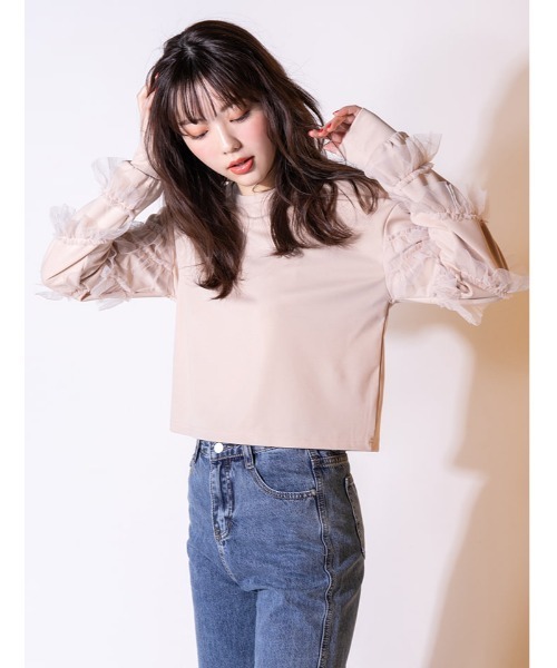 fifth calin（フィフスカラン）の「チュールフリルプルオーバー（Tシャツ/カットソー・レディース・ブラック/ベージュ/カーキ・MEDIUM）」の19枚目の写真