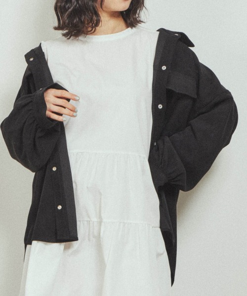 WEGO(ウィゴー)の「WEGO/ボリュームスリーブCPOジャケット(ブルゾン・レディース・グリーン系その他/ホワイト/ブラック/その他1/ブラック系その他・FREE)」の2枚目の写真